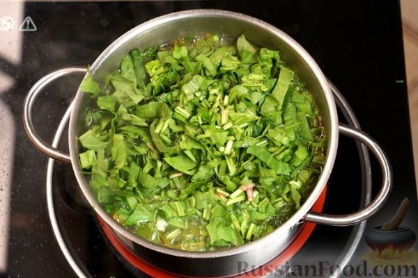 Зелёный борщ со щавелем и шпинатом (без мяса)
